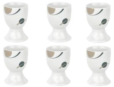 Obrázek produktu pro sada 6 šálků na vajíčka 4,8 cm, bílý porcelán s dekorem
