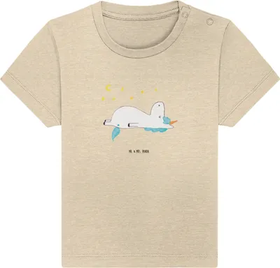 Produktbild von Mr. & Mrs. Panda  T-Shirt Einhorn Sternenhimmel 0. - 6. Monat - Natural Raw - Geschenk, Baby Kurzarmshirt, Babyshirt, Kinder, Sterne, Unicorn, Einhörner, Verrückt
