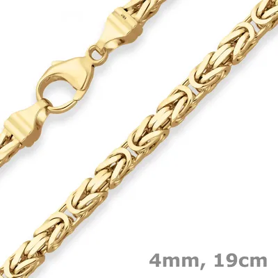 Produktbild von 4mm Armband Königskette Goldarmband Armschmuck aus 585 Gold Gelbgold 19cm