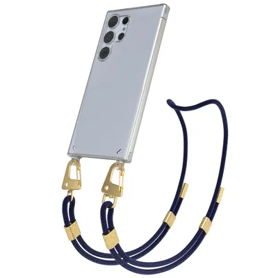 Produktbild von EAZY CASE Handykette für Samsung Galaxy S24 Ultra, Transparente Silikonhülle mit Band, Clear Case, abnehmbar in  Blau