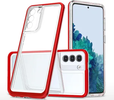 Image de Samsung Galaxy S23 Housse de protection en silicone avec cadre rouge - Etui transparent 3en1