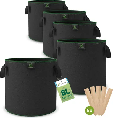 Produktbild von TTL GARDEN Pflanzsack 8L – 5er Set Stofftöpfe aus Filz & Vliesstoff