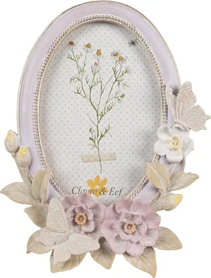 Produktbild von Clayre & Eef Bilderrahmen 10x15 cm Violett Polymid Blumen
