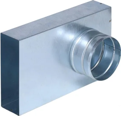 Produktbild von Flachkanal Übergang 90°, 150 x 50 mm auf Ø 90 mm