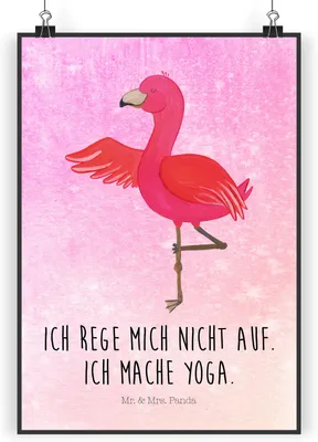 Produktbild von Mr. & Mrs. Panda Bild Flamingo Yoga DIN A4 - Aquarell Pink - Geschenk, Yogi, kunstdruck poster, drucke, Meditieren, Vogel, Wanddekoration, Yogapose, Namaste, Wandbild