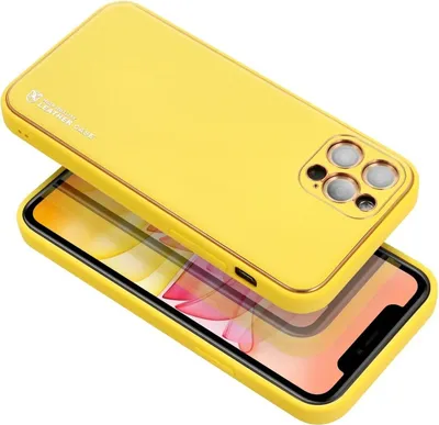 Produktbild von cofi1453 Leder Case Hülle Handyschale Handy-Hülle Cover Bumper kompatibel mit iPhone 12 Gelb