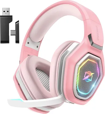 Produktbild von Wireless Gaming Headset für PC/Ps4/Ps5 Gaming-Kopfhörer mit USB-A & USB-C Transmitter Gamer Headset mit Mikrofon und RGB-Licht