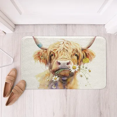 Productafbeelding van Badmat met afbeelding van een Hooglandse koe, 40 x 60 cm, voor badkamerdecoratie