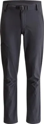 Schwarze Softshellhose "MAlpine Pants" von Black Diamond; geeignet für Herren; mit Gürtelschlaufen und seitlichen Taschen.