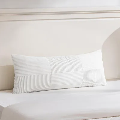 Produktbild von 1 Kissenbezug 40 x 145 cm, reinweißer Cord, dekorativer Kissenbezug für Sofa, Boho-Stil, geeignet für Sofa, Schlafzimmer, Wohnzimmer und Balkon