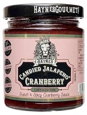 Obrázok produktu pre Haynes Gourmet Candied Jalapeno Cranberry - sladké a pikantné jalapeños s príchuťou brusníc