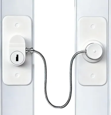 Produktbild von 2 Stücke Kindersicherung Fenster & Türen, kühlschrankschloss, Sicherheitsfensterschloss für Fenster, Kühlschrank & Schränke