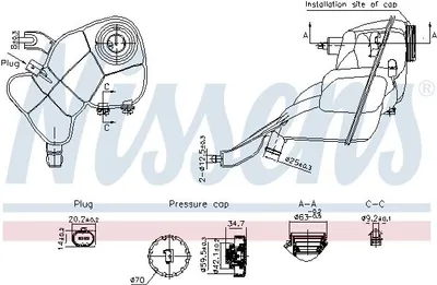Produktbild von NISSENS Ausgleichsbehälter Kühlmittel passend für MERCEDES-BENZ S-Klasse Limousine (W221) Kühlwasser 996204