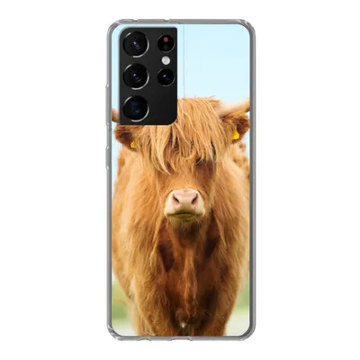 Produktbild von MuchoWow® Handyhülle Schutzhülle Hülle für Samsung Galaxy S21 Ultra Schottischer Highlander - Haare - Gras Silikon Softcase Handy Hülle - Mobiltelefon