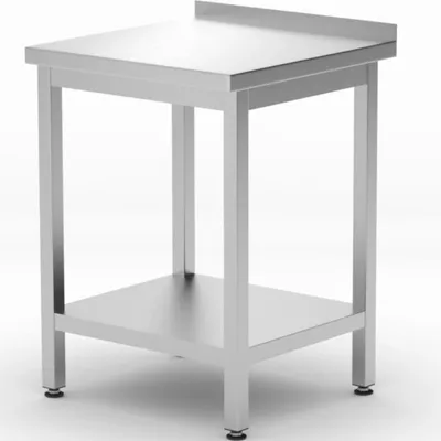 Zdjęcie produktu dla Stół Blat Roboczy Przyścienny Z Rantem Półką Budget Line Stal 600 X 600 X 850 Mm - Hendi 817223