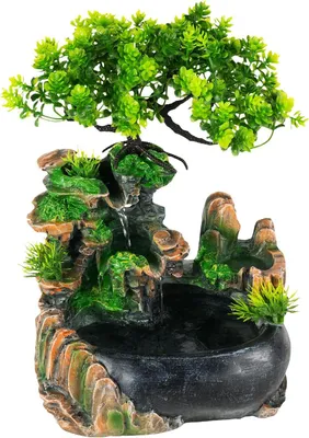 Produktbild von Kleiner Zimmerbrunnen mit Wasserfall und Pumpe aus Harz