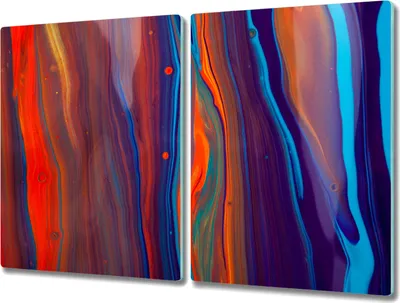 Produktbild von Coloray Herdabdeckplatte 2x40x52 cm Schneidebrett Kochplattenabdeckung Küchenbrett Hackbrett - bunte Wellen