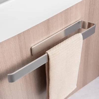 Obrázok produktu pre Držiak na uteráky bez vŕtania, samolepiaci, brúsený, strieborný, 40 cm