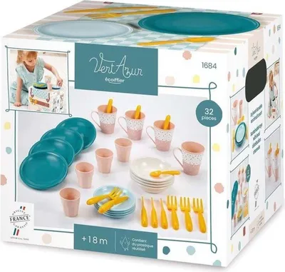 Immagine prodotto di Set da picnic, Vert Azur, Ecoiffier, 30 pezzi, set di stoviglie per bambini