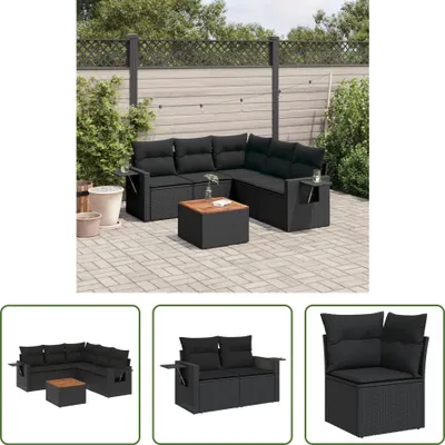 Produktbild von The Living Store 6-tlg. Garten-Sofagarnitur mit Kissen Schwarz Poly Rattan