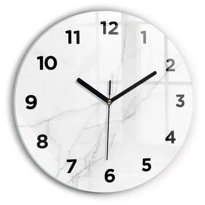 Produktbild von Wallfluent Wanduhr – Stilles Quarzuhrwerk - Uhr Dekoration Wohnzimmer Schlafzimmer Küche - Zifferblatt - schwarze Zeiger - 30 cm - Dekorativer Marmor