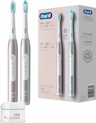Produktbild von Oral-B | Sonické zubní kartáčky - Pulsonic Slim Luxe 4900 - růžové zlato a platina - sada 2 kusů - účinné čištění zubů
