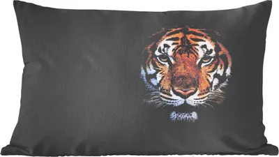 Produktbild von MuchoWow® Zierkissen Sofakissen Wohnzimmer Dekokissen 50x30 cm Tiger - Tier - Porträt - Wohnzimmerdekoration - Polster mit Photo