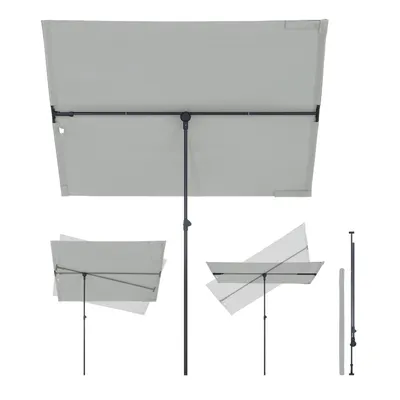 Produktbild von Sekey Sonnenschirm 180×130 cm Rechteckig, Höhenverstellbar 130-230 cm für Balkon und Terrasse, Hellgrau