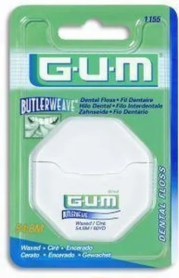 Zdjęcie produktu dla Sunstar GUM Butlerweave, Nić dentystyczna woskowana płaska z miętą 1855, 54,8m