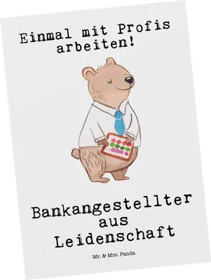 Produktbild von Mr. & Mrs. Panda Postkarte Bankangestellter Leidenschaft - Weiß - Geschenk, Bänker, Ansichtskarten, Ansichtskarte, Grußkarte, Postkarten, Beruf, bildkarte, Spruch, Lustig