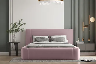 Produktbild von Polsterbett OLAF 90 x 200  mit Matratze, Bettkasten und Lattenrost. Farbe: Rosa