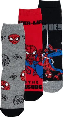 Produktbild von Marvel Spiderman Socken für Jungen - Kinder Sneaker Kindersocken Söckchen Grau/Schwarz/Rot (3er Pack) 27-30