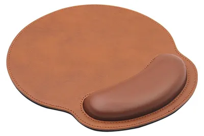 Image de Tapis de souris ergonomique repose-poignet - Aspect cuir - Mousse à mémoire de forme - Antidérapant - Grand format
