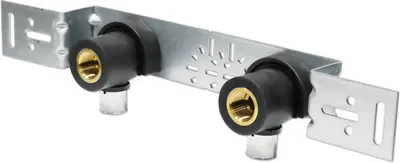 Produktbild von veporit. Montageeinheit Connect 20 mm x 1/2 Zoll 52 mm auf abgewinkelter Montageplatte mit Schallschutzsets