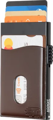 Produktbild von AdroitGoods Card Holder 7 Card Wallet - Kreditkartenetui mit RFID-Technologie - Aluminium/Leder - Dunkelbraun