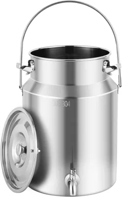 10L Melkemmer aus Edelstahl 304 mit Deckel und Hahn