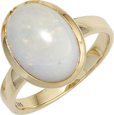 Produktbild von Ring Damenring mit Opal oval 585 Gold Gelbgold Goldring Opalring schlicht Innenumfang 54mm  Ø17.2mm