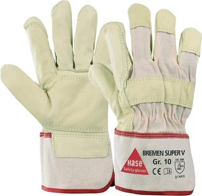 Produktbild von Hase Bremen Super V Handschuhe Narbenleder | grün/beige