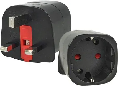 Productafbeelding van 2 Stuks Reisadapter EU naar UK - Zwarte Stekker Converter voor Reisgebruik