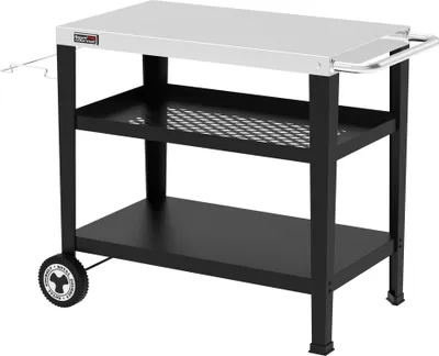 Produktbild von Royal Gourmet Servierwagen 3-Etagen mit Müllsackhalter Küchenwagen Edelstahl Beistelltisch Outdoor Plancha Grilltisch Rollwagen Trolley Silber Arbeitsplatte 85 x 50 cm