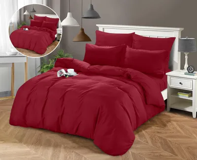 Zdjęcie produktu dla Komplet Pościeli Bordo Dwuosobowej 140x200 z 2 Poszewkami 70x80