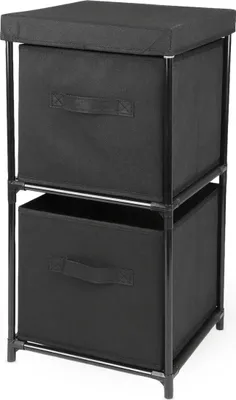 Produktbild von 2.03 Regal mit 2 Schubladen - ca. 31 x 31 x 57 cm - Standregal mit Boxen in schwarz (2 Ebenen)
