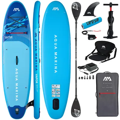 Produktbild von Aufblasbares SUP Board 315 cm Aqua Marina Vapor 10'4 2026 SUPER COMBO – Kajaksitz, 2in1 Paddel, Elektropumpe