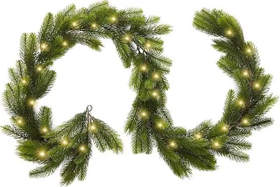 Produktbild von Kiefernkranz 1.8m langer künstlicher Weihnachtskranz, Mit Lich, künstlicher grüner Kranz, geeignet Kamine, Fenster, Treppen, Innen und Außendekoration