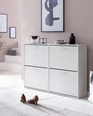 Produktbild von FineBuy Schuhkipper Sonoma 120 x 81 x 24 cm mit 4 Klappen für bis zu 24 Paar Schuhe Flur Schuhschrank Schuhkommode Schuhregal