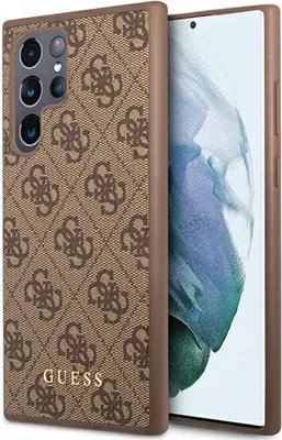 Obrázek produktu pro Guess Guhcs22Lg4Gfbr S22 Ultra S908 Hnědé/Hnědé Pevné Pouzdro 4G Kovové Zlaté Logo