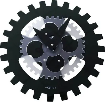 Produktbild von NeXtime 3241ZW Uhr mit beweglichen Zahnrädern de Wanduhr, schwarz, 39 cm