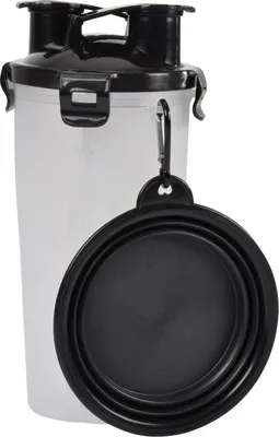 Produktbild von Reise-Set für Hunden und Katzen, Flasche für Wasser und Futter + klappbarer Napf, 22,5 cm
