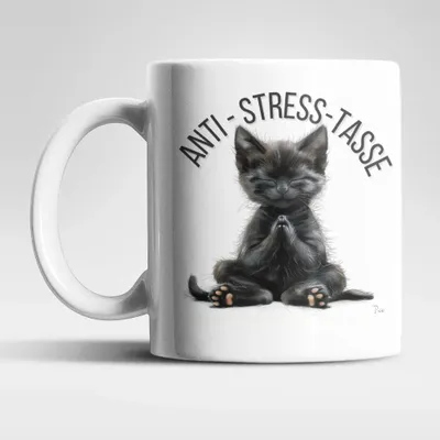 Produktbild von Anti Stress Baby Katze Kätzchen Kaffeetasse Teetasse Tasse Geschenkidee 325 ml – Schwarz
