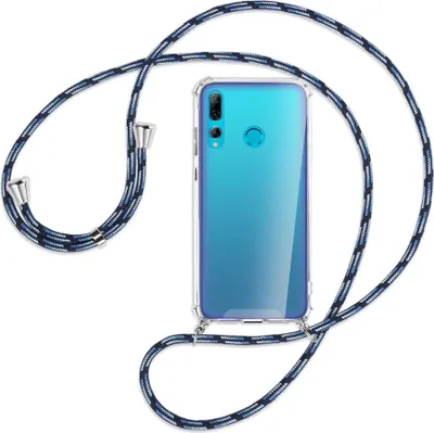 Produktbild von Handykette Backcover-Schutzhülle mit Band (Metall silberfarben) für Huawei P Smart Plus 2019 - Blautöne